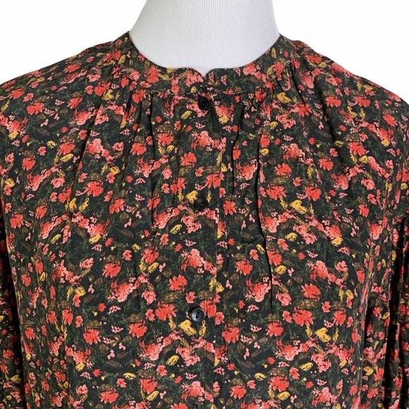 Something Navy Floral Long Sleeve Peasant Blouse - Picture 2 of 10